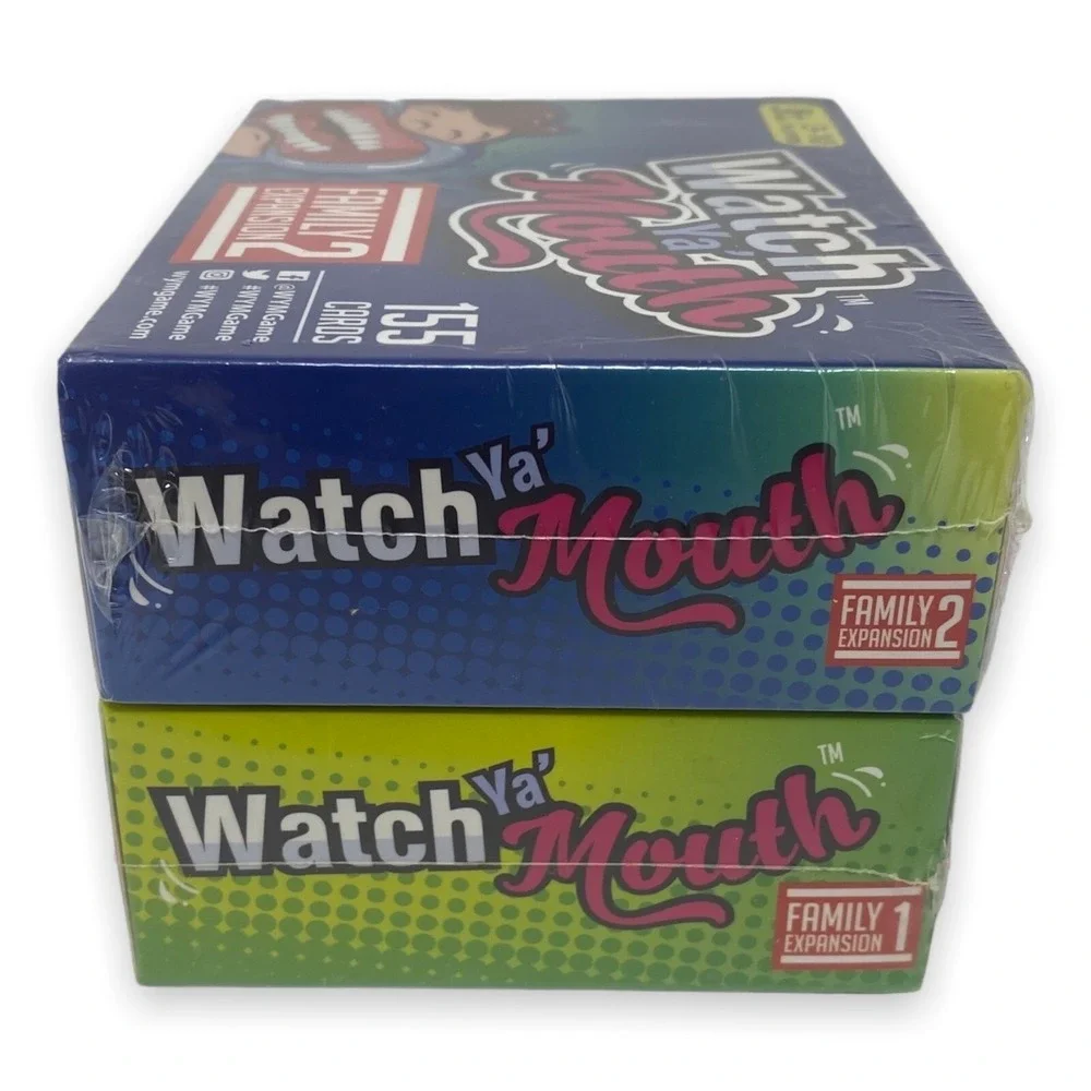 Watch Ya' Mouth Family Expansion 1 & 2 Party Game Set - 155 Cards Per Pack - NEW